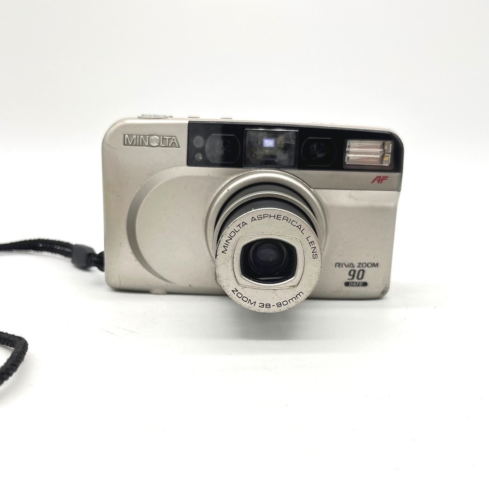 Minolta Riva Zoom 90 Date 35mm Film Camera Silver 38-90mm Aspherical Lens AF